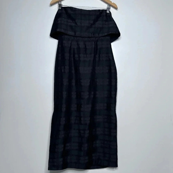C/ MEO Collective Black Strapless Side Slit Plaid Refresh Cocktail Dress Size M - Picture 3 of 12